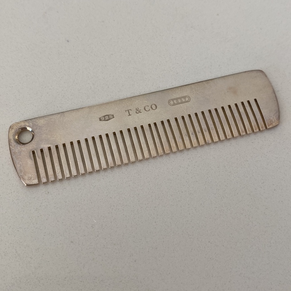 Tiffany & Co. Sterling silver baby comb with pink & blue tassel - Picture 4 of 12